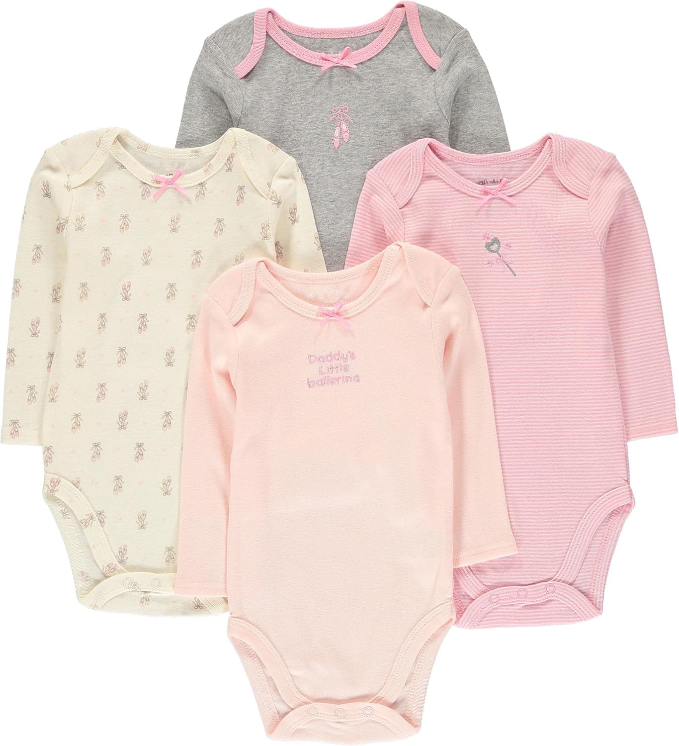 Wan-A-Beez 4 Pack Baby Girls' and Boys' Long Sleeve Bodysuits