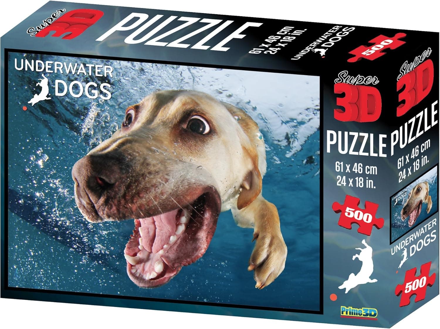 Underwater Dog 3D Jigsaw Puzzle: 500 Piece Puppy Jigsaw Puzzle for Adults, Teens & Family Fun
