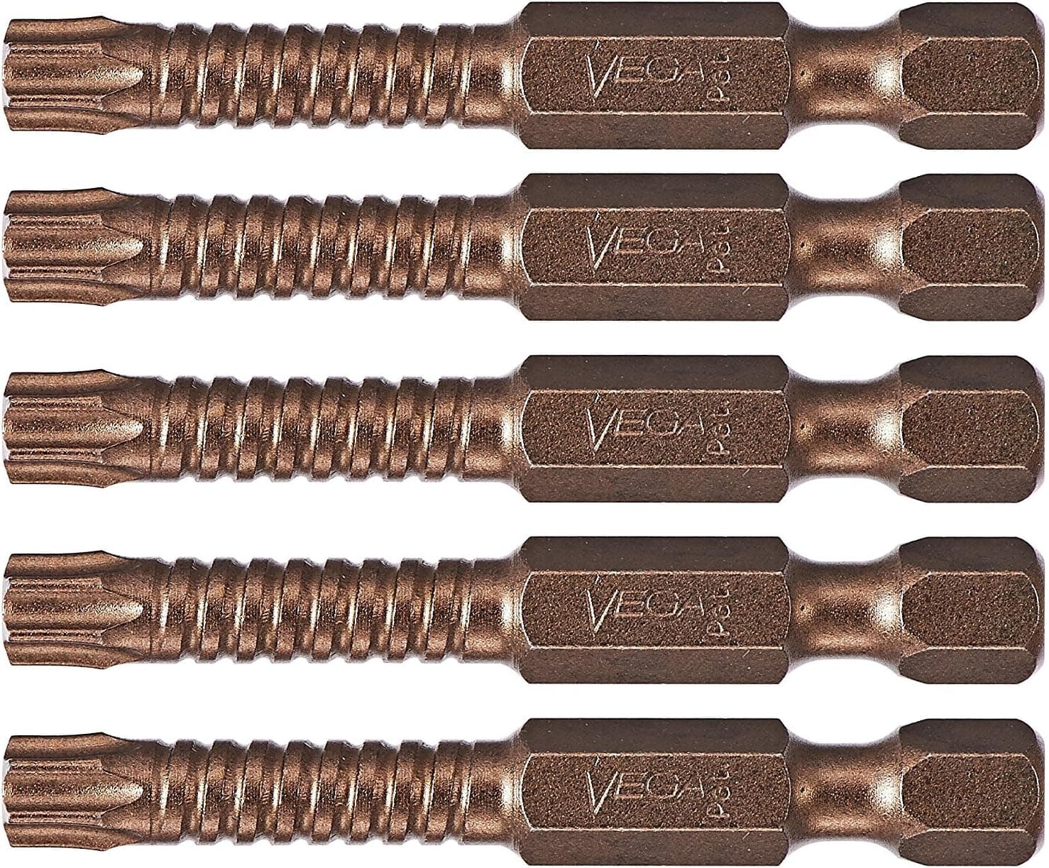 VEGA T25 TORX Impact Driver Bits. Impactech Professional Grade Impact Ready T-25 TORX 2" Bits. (Pack of 5) P150T25A-5