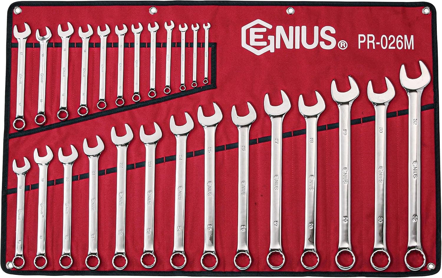 Genius Tools 26PC Metric Combination Wrench Set (Mirror Finish) - PR-026M