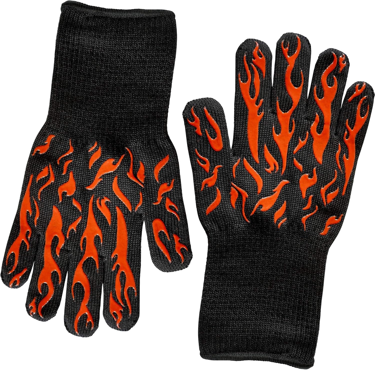 BBQ & Ove Gloves are Extremely Flame & Heat Resistant Barbecue Mitts with Silicone Fingers for Grilling, Smoking, Pit, Fireplace, Camping, or Kitchen Oven - EN407 Rated to 932 Fahrenheit