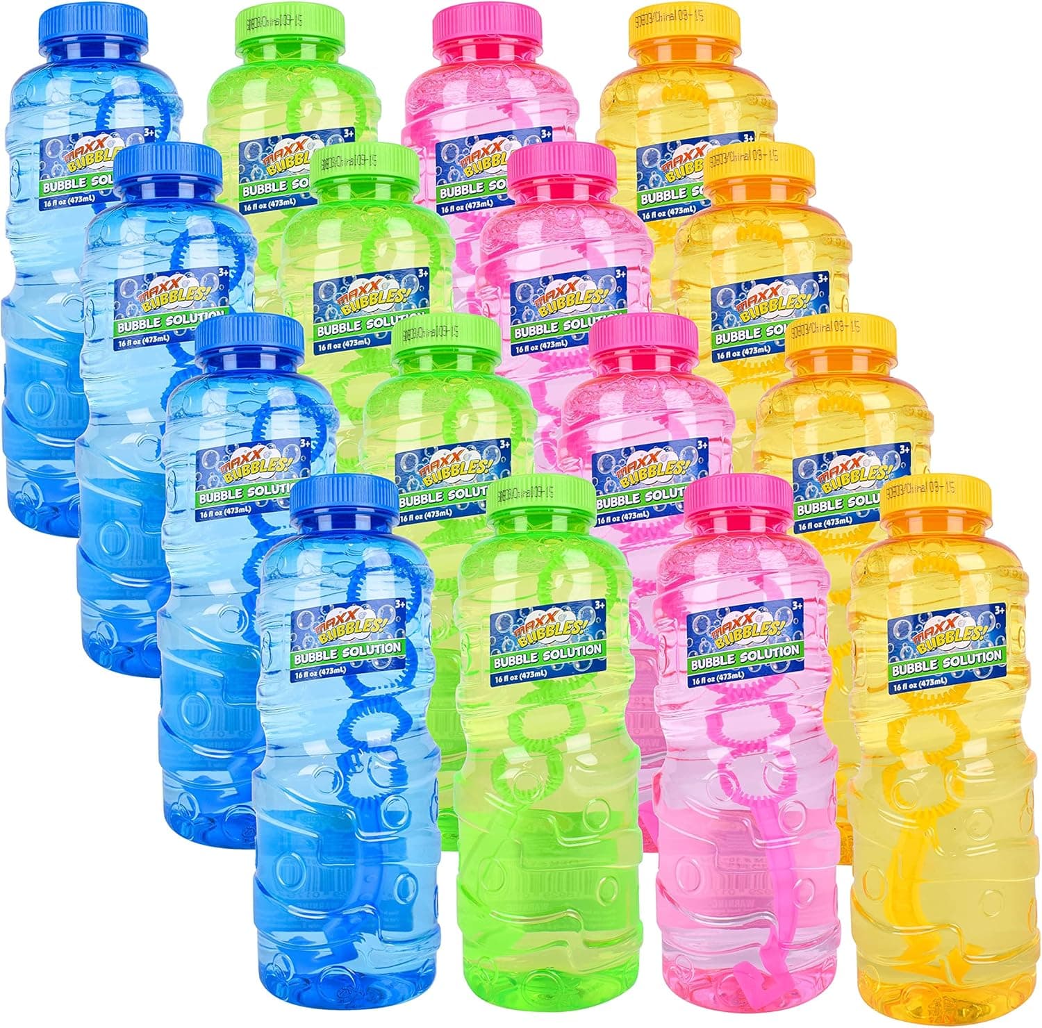 Sunny Days Entertainment Maxx Bubbles 16oz Bubble Bottle 12 Pack – Bubble Solution for Kids | 1 Dozen Bulk Bottles with 192oz Total | Summer Birthday Party Favor