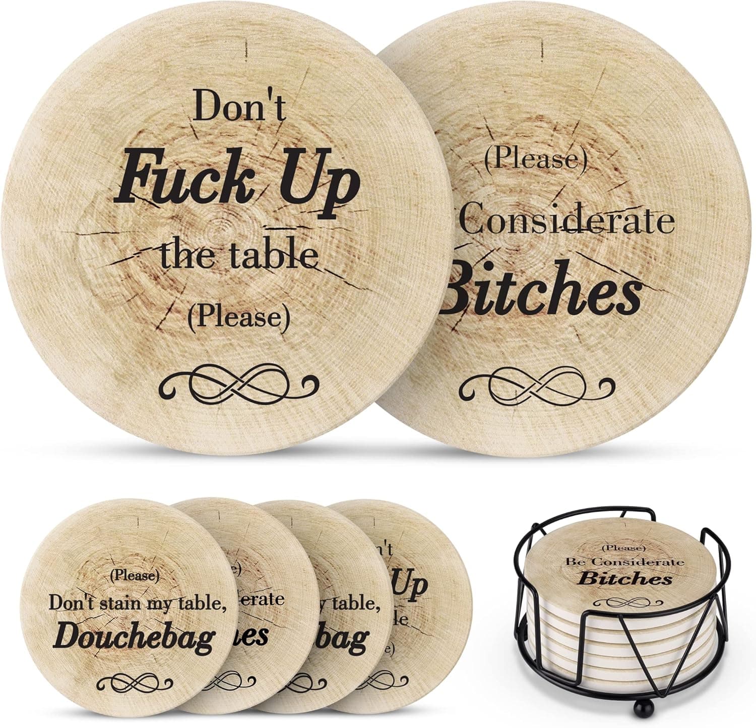 Funny Coasters - Perfect White Elephant Gifts for Adults - Unique Gifts for Women Men - Cool Friend Gifts - Secret Santa Gifts - Gag Gifts - Couples Gifts - Funny Housewarming Gifts - Birthday