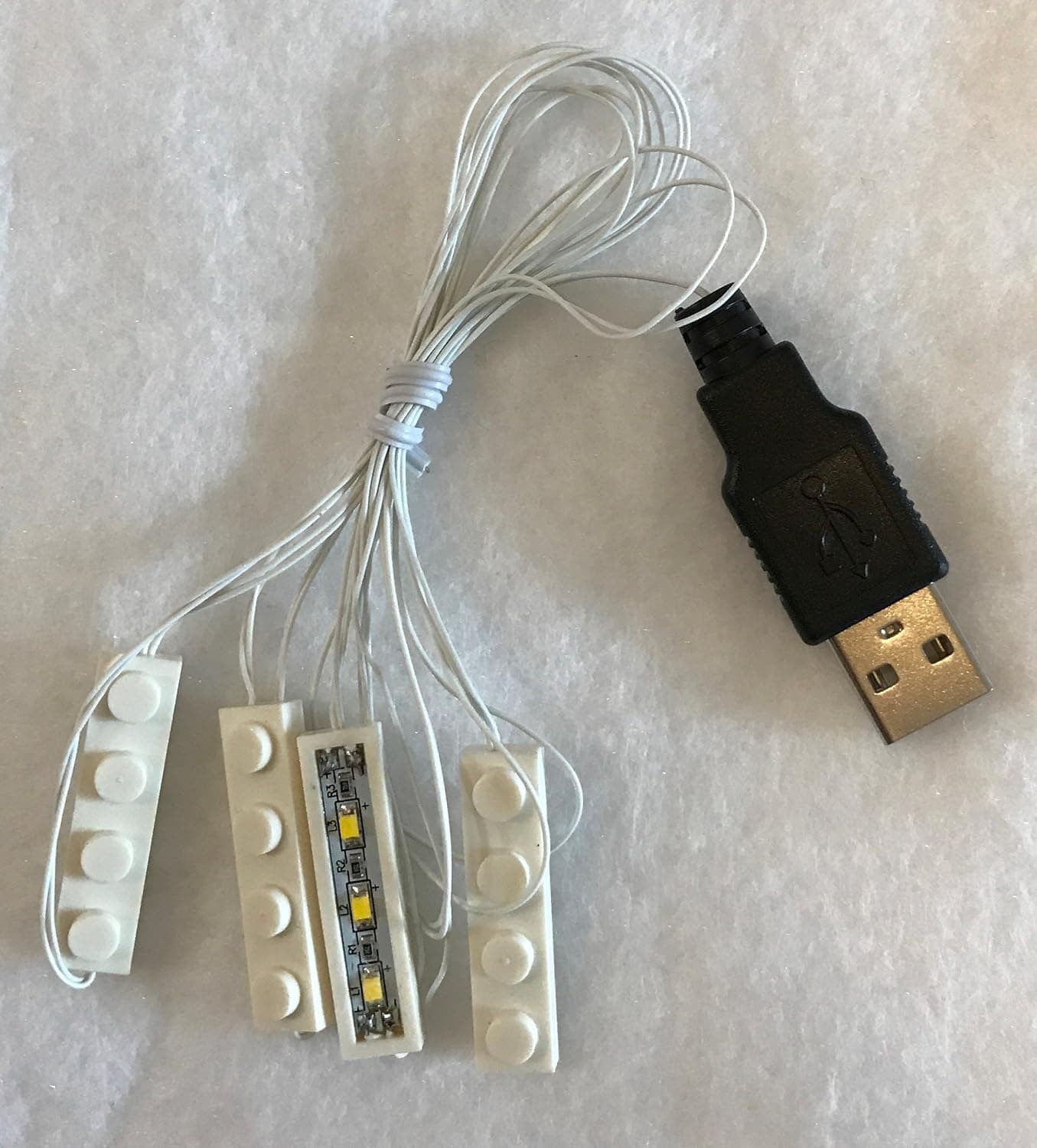 White led Light 4 1x4 Brick for Lego USB Connected for Lego