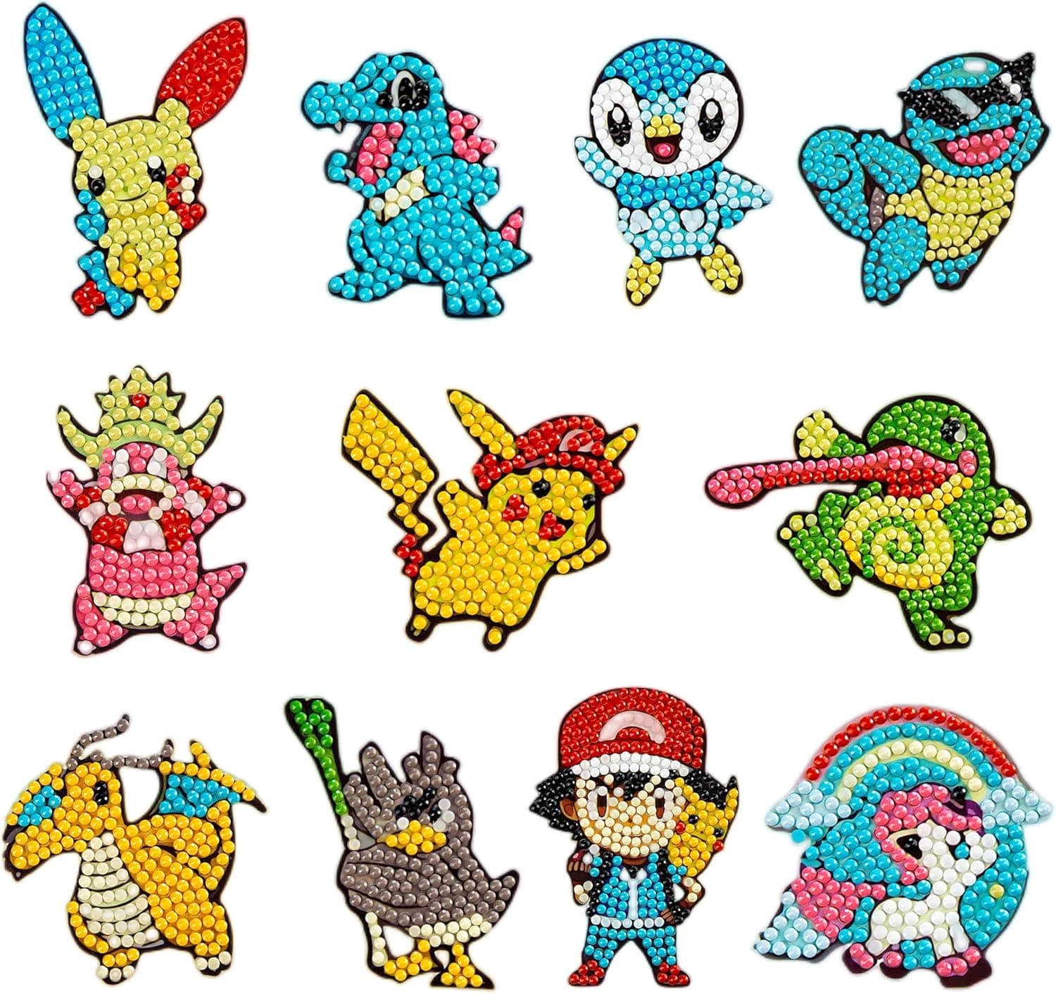 5D Diamond Painting Stickers Kits, 11 Pcs Cartoon Anime Theme Diamond Stickers Paint by Numbers Kit, Boys and Girls DIY Cartoon Theme Stickers