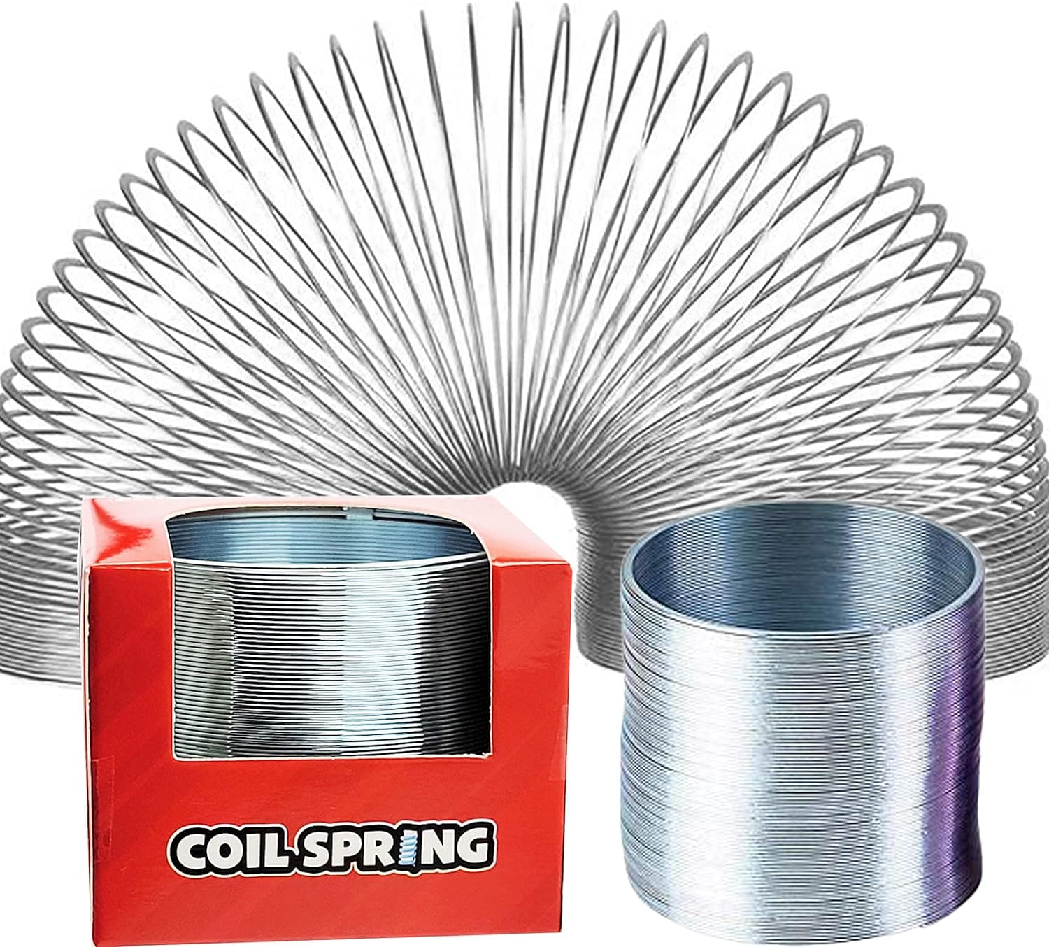 Silver Metal Coil Spring, Goody Bag Fillers, Party Favor for Kids, Variety of 2.4" (60mm) Individually Boxed (Single)