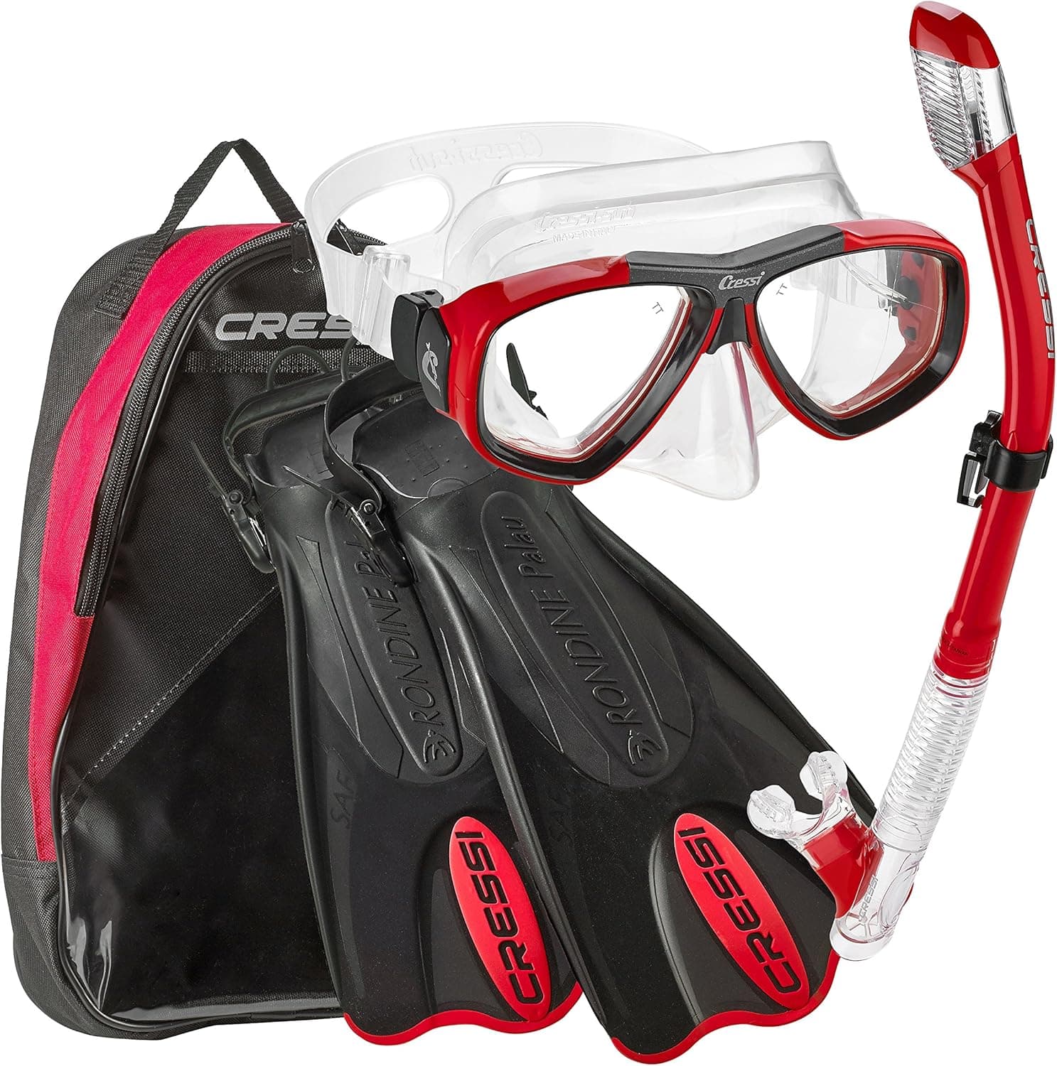 Cressi Made in Italy Palau Short Brisbane Mask Fin Snorkel Set