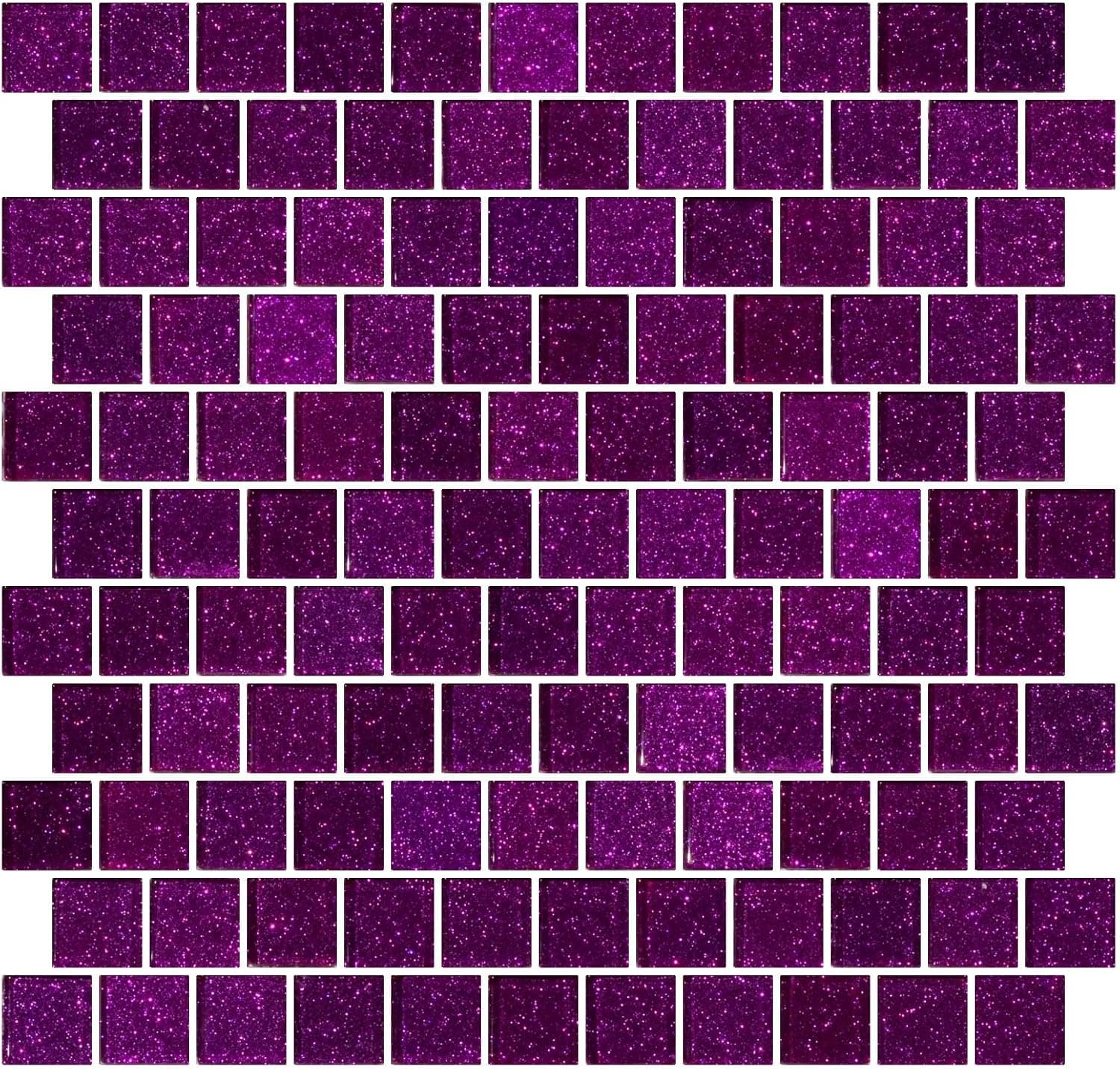 Susan Jablon Mosaics - 1 Inch Purple Violet Glitter Glass Tile Reset in Offset Layout