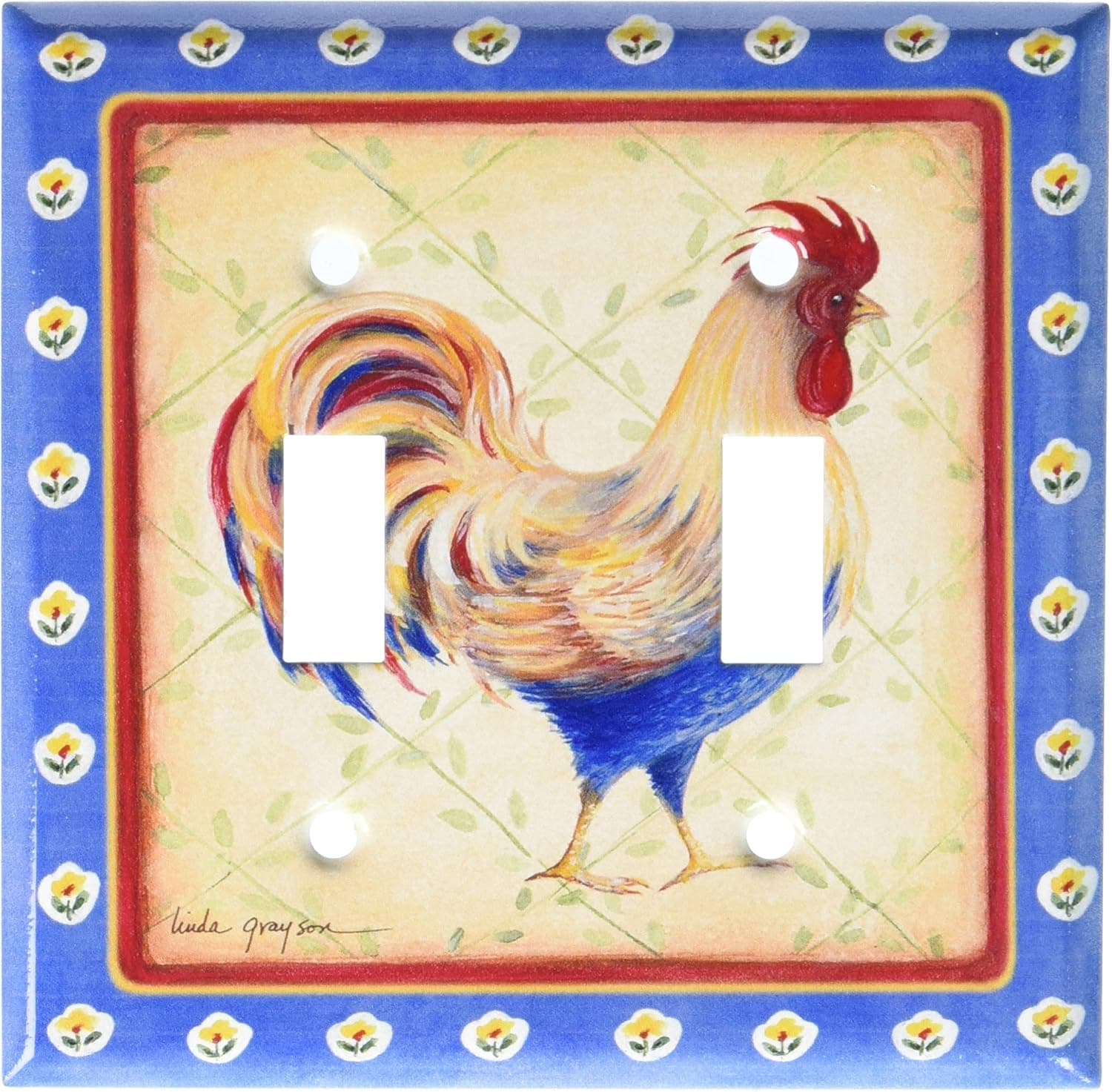 Art Plates - Jardinere Rooster Switch Plate - Double Toggle
