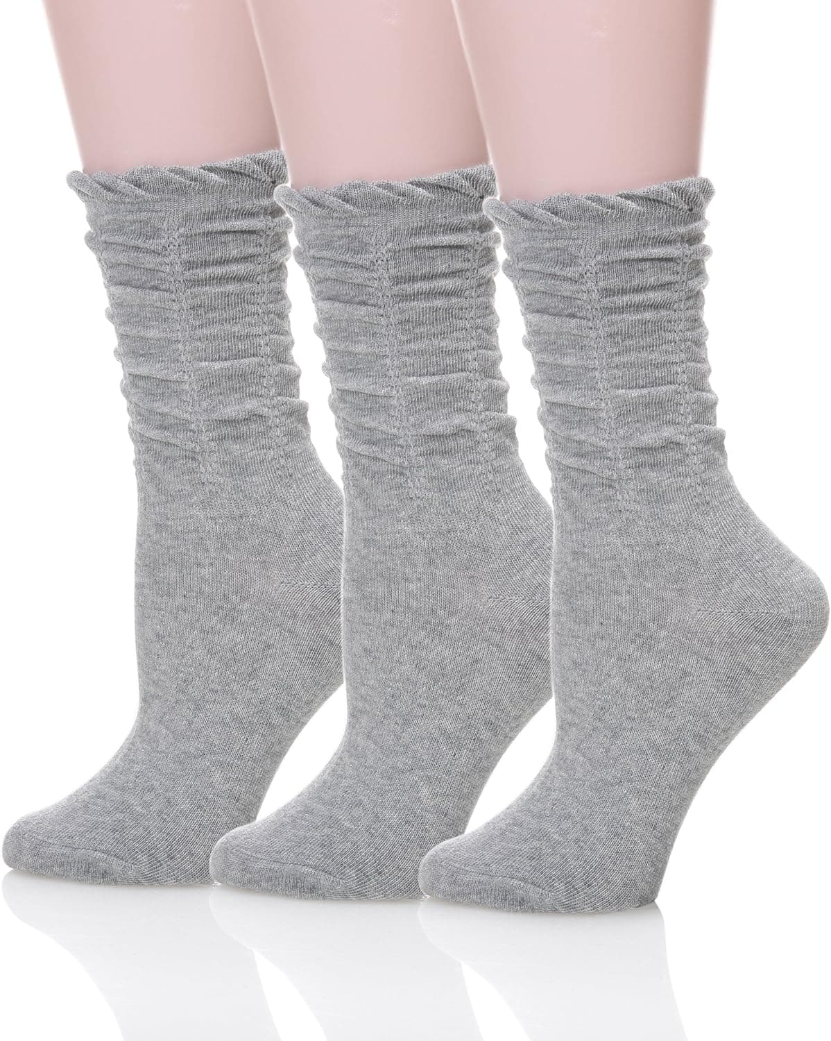 Dosoni Women's Fall Winter Slouch Knit Socks - Pack of 3 (Light Gray)