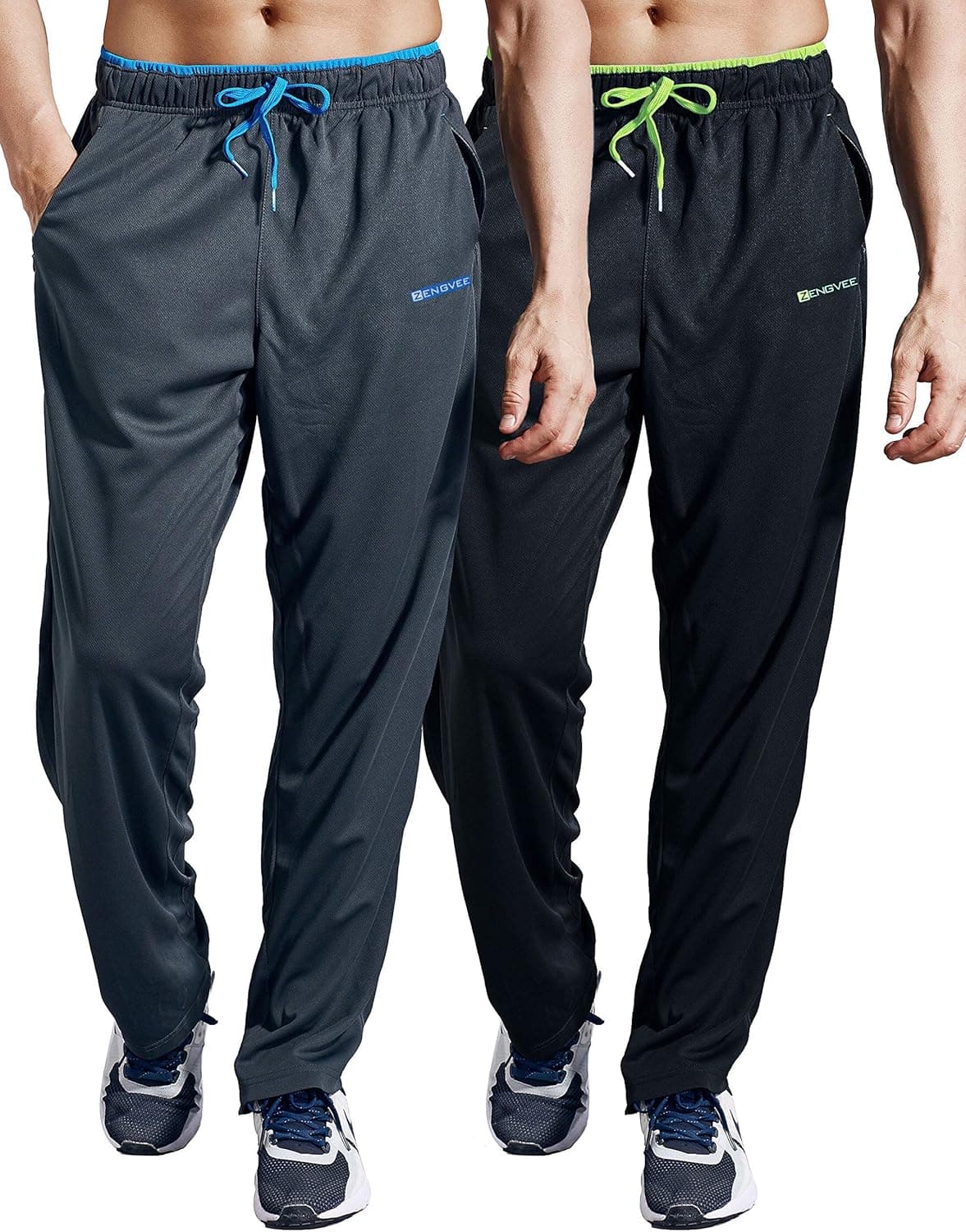 ZENGVEE Men's Sweatpants with Zipper Pockets Open Bottom Athletic Pants for Jogging, Workout, Gym, Running, Training