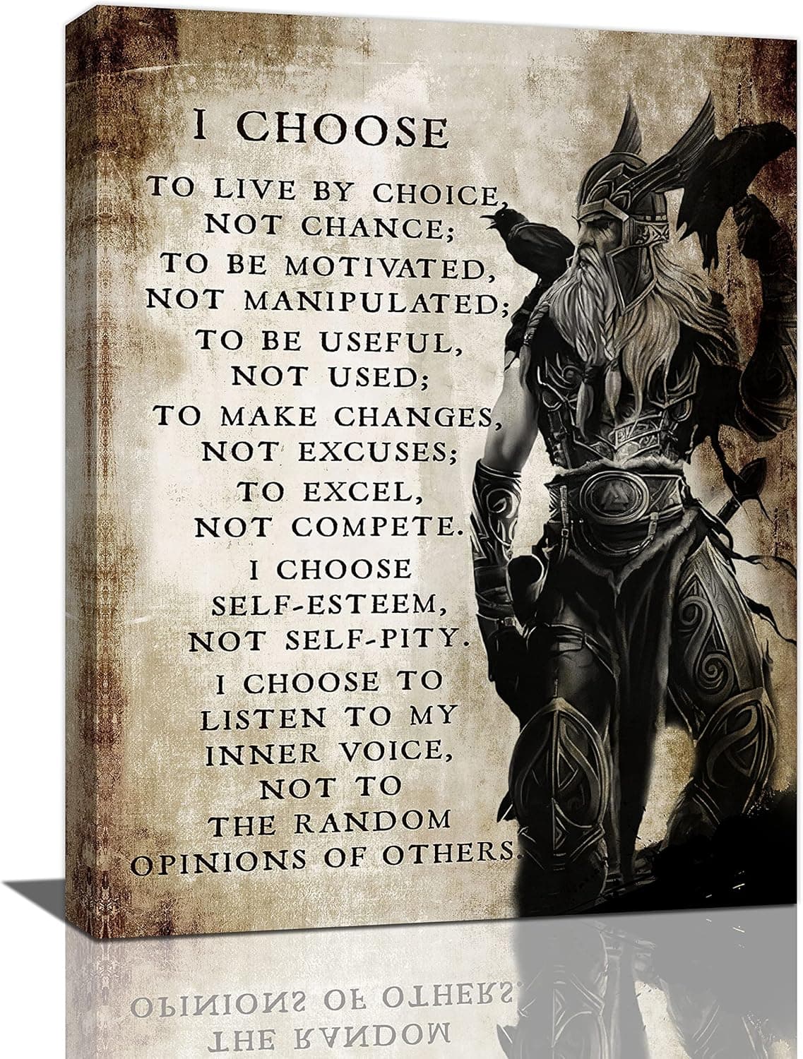 Viking Warrior Wall Art Viking Samurai Picture Wall Decor I Choose to Live by Choice Inspirational Quotes Canvas Painting Prints Motivational Poster Artwork Home Framed for Bedroom Living Room 12"x16"