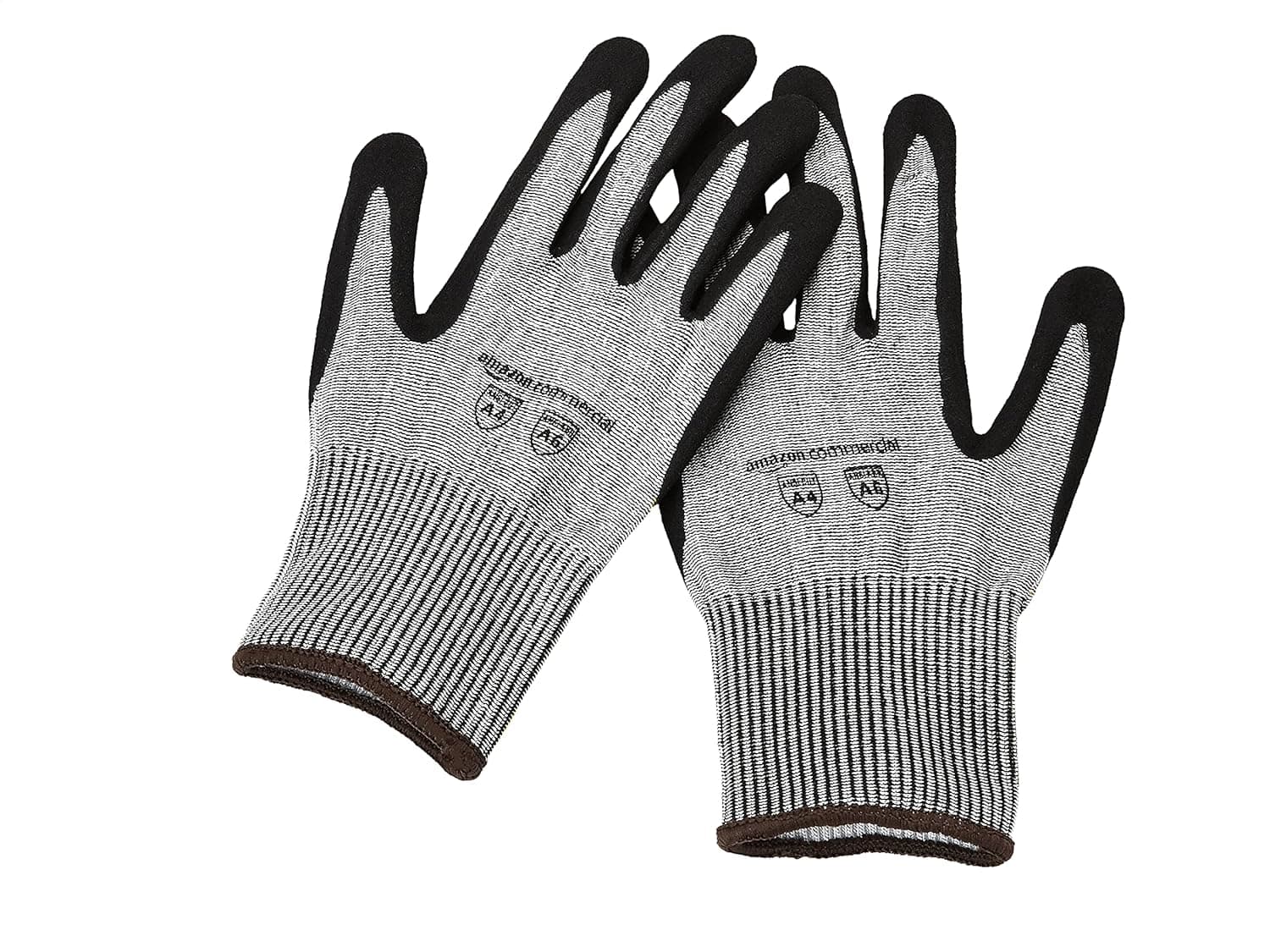 AmazonCommercial 13G HPPE Cut Resistant Liner & Nitrile Gloves (Salt & Pepper/Black), Size L, 1 Pair