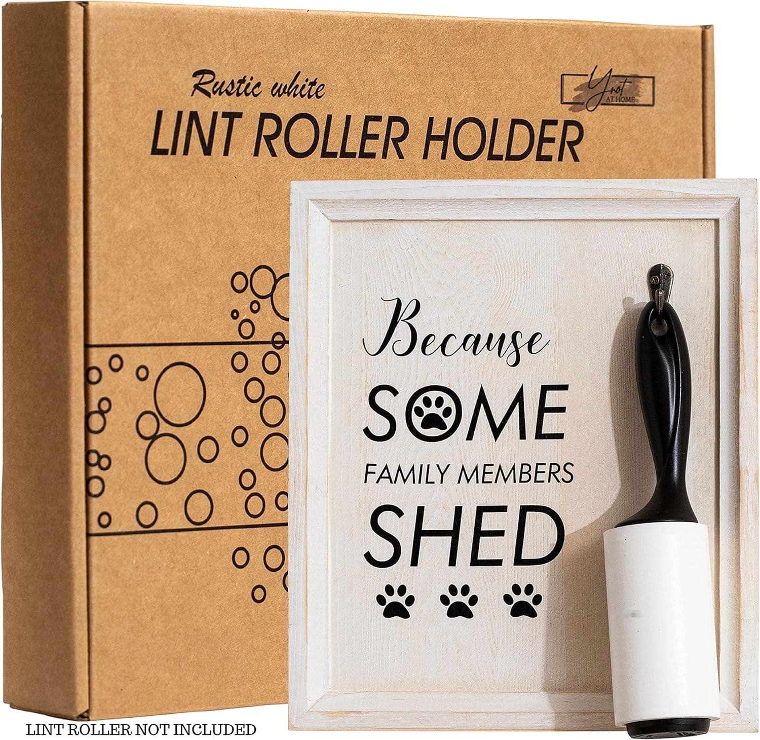 Farmhouse Decor Lint Rollers for Pet Hair Holder Sign | Farmhouse Wall Decor, Dog Leash Holder for Wall Dog Hair Roller | Dog Signs for Home Decor, Dog Mom Gifts for Women (Rustic White, Pack of 1)