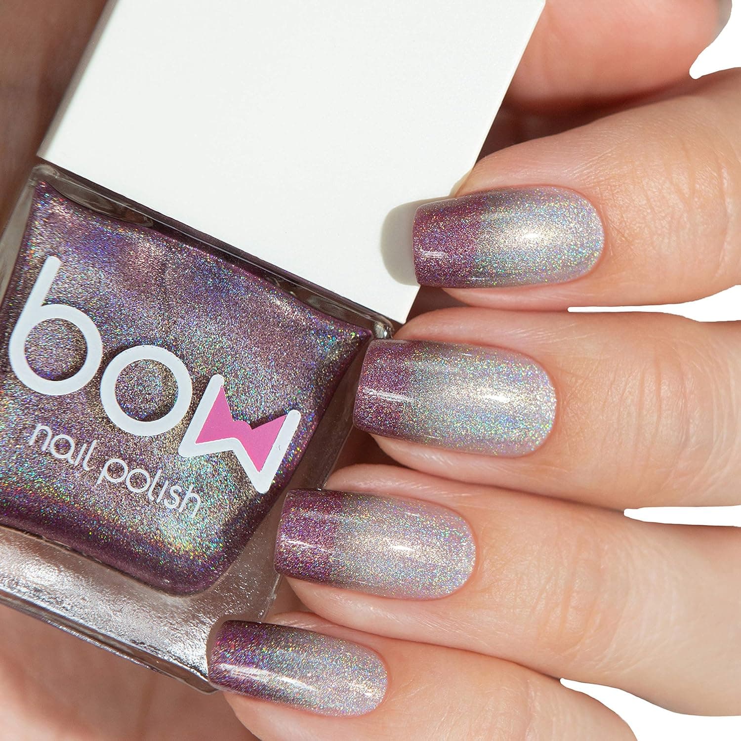 Bow Thermal Color Changing Mood Nail Polish with Holo Micro Shimmer - Big 5 Free, Vegan and Cruelty-Free (Coldy)