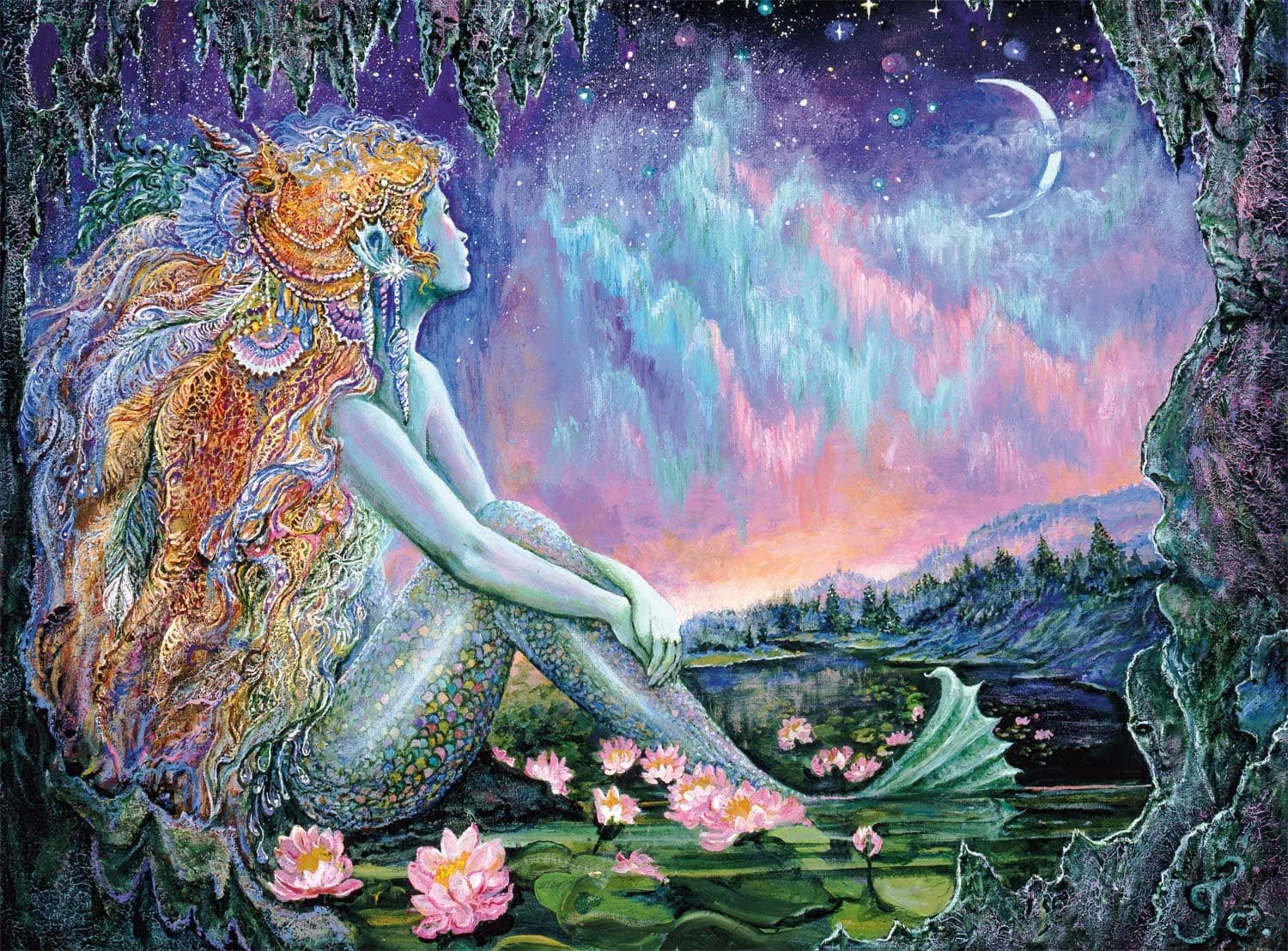 Buffalo Games - Flights of Fantasy - Mermaid Pool (Glitter Edition) - 1000 Piece Jigsaw Puzzle, Blue