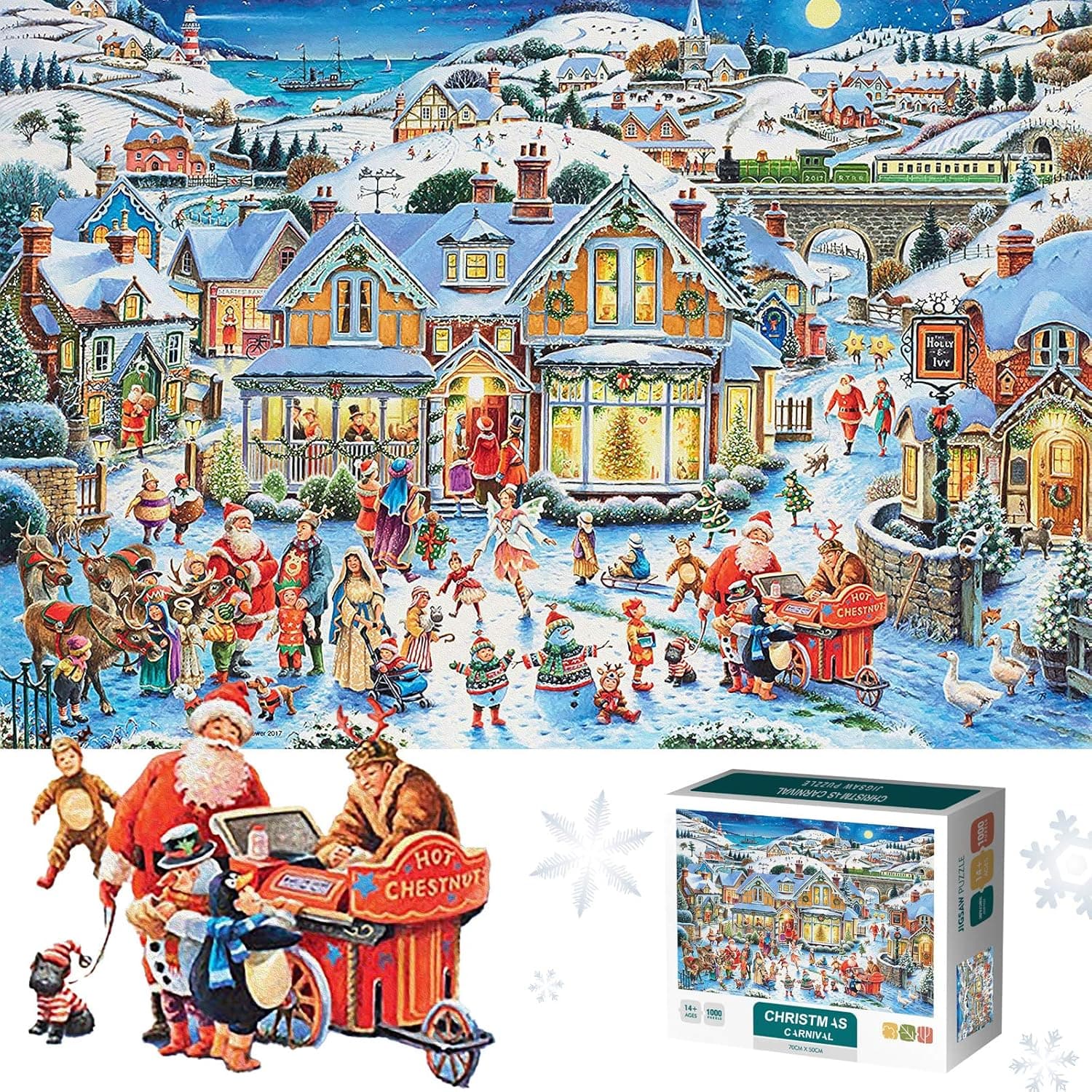 Christmas Puzzle Jigsaw Puzzles 1000 Pieces for Adults and Kids Challenge Game Toys Can Be Used As Gift Home Decoration Family Fun Indoor Activity(6630)