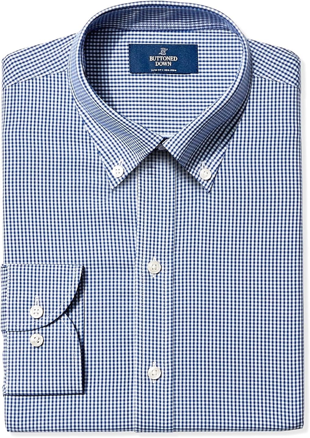 Buttoned Down Men's Slim Fit Button Collar Pattern Dress Shirt