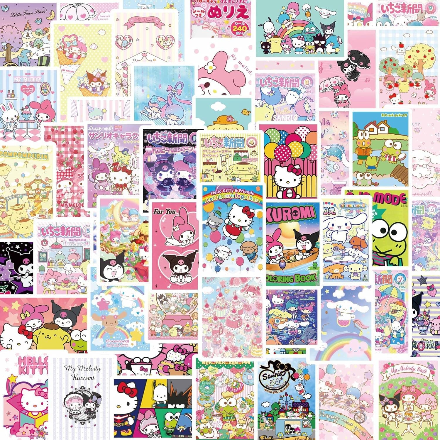 60 Pcs Cute Kawaii Stickers, Cute Japanese Anime Sticker Gifts for Kids Teens Girls Adults (60 PCS Decals)