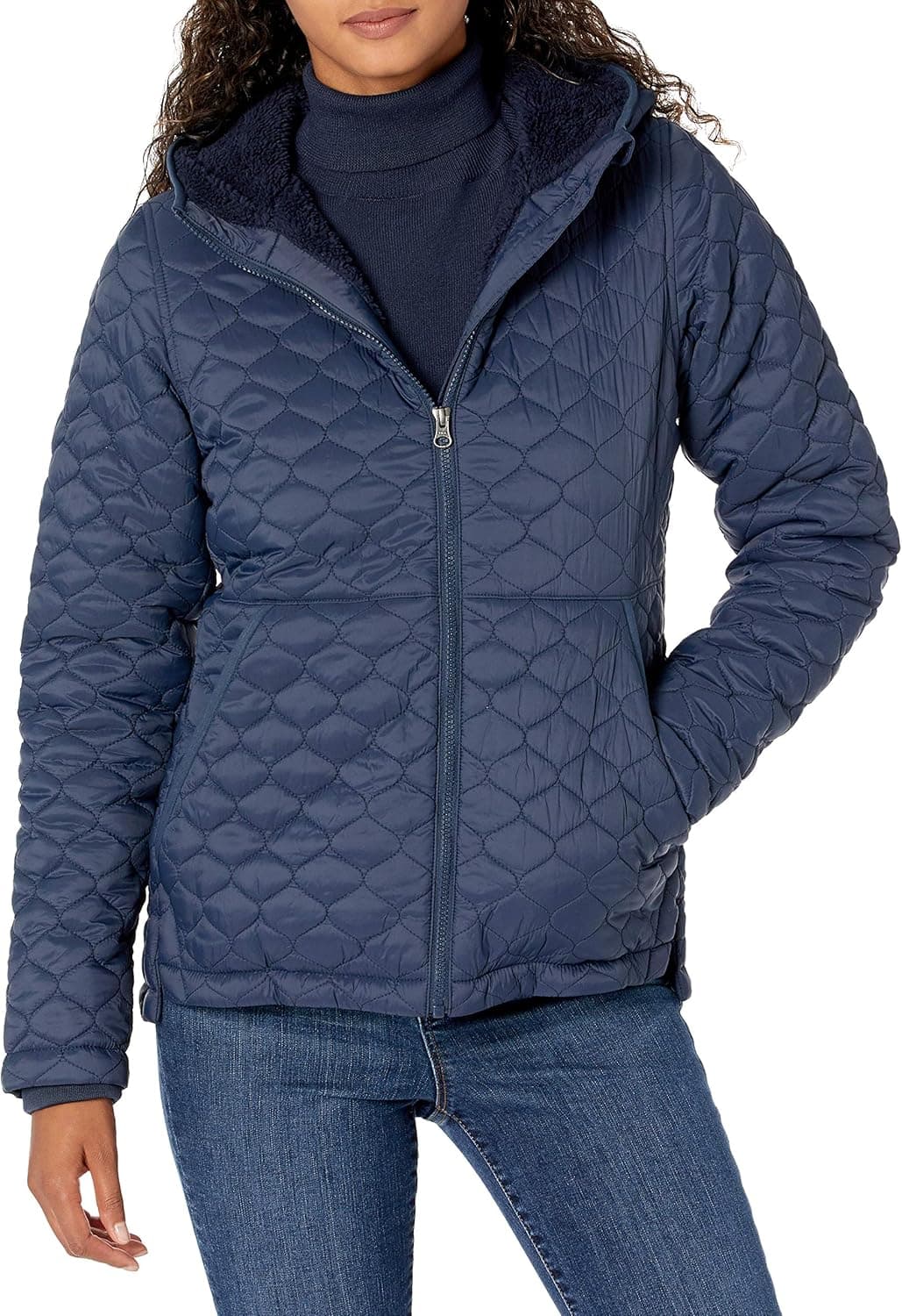 Amazon Essentials Women's Lightweight Water-Resistant Sherpa-Lined Hooded Puffer