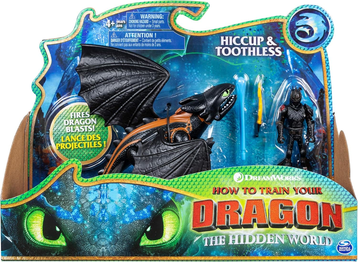 Dreamworks Dragons, Toothless and Hiccup, Dragon with Armored Viking Figure, for Kids Aged 4 and Up