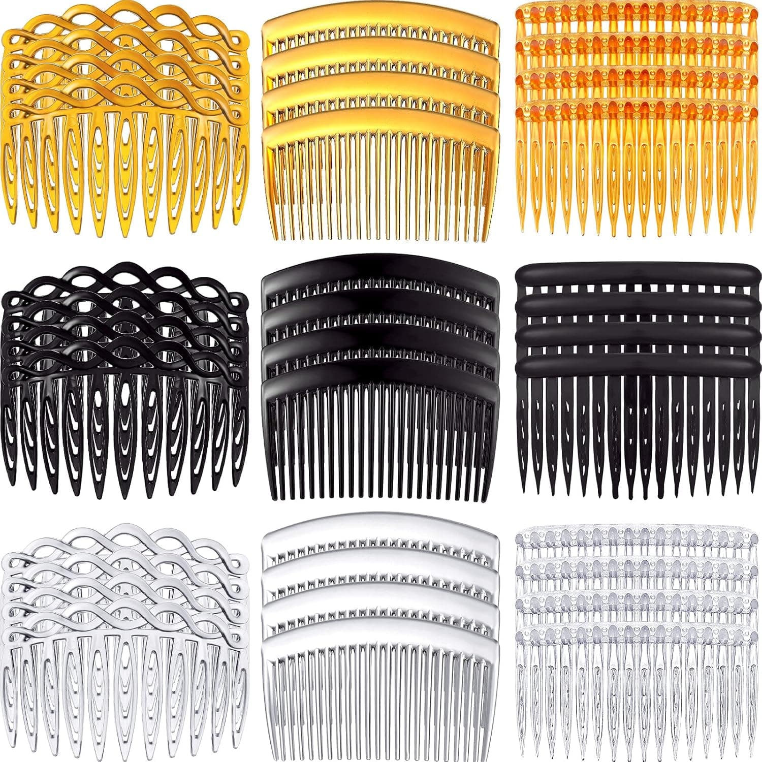 36 Pieces French Hair Side Combs Set Plastic Hair Twist Comb Teeth Hair Clip Comb Hair Clips Bridal Wedding Veil Comb Exquisite Hair Side Comb Accessories with 11 or 16 Teeth for Girls Women