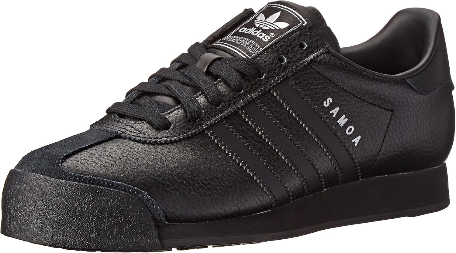 adidas Originals Men's Samoa Retro Sneaker Running Shoe, Black/Black/Metallic Silver, 9 M US