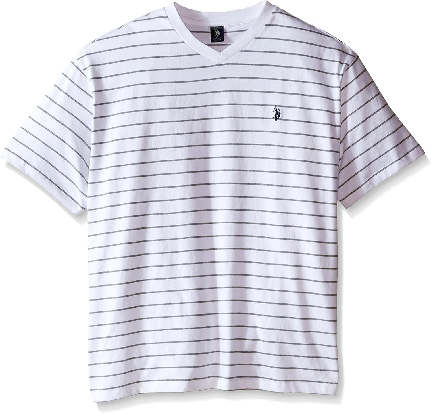 U.S. Polo Assn. Men's Big and Tall Horizontal Pinstripe V-Neck T-Shirt