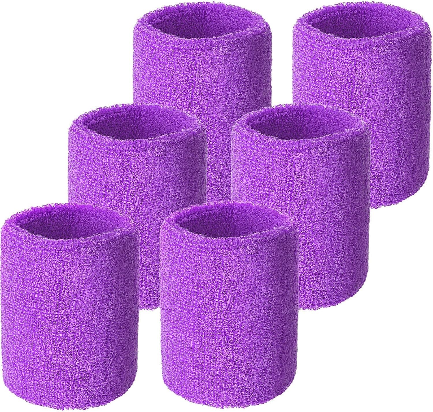6 Pack Wrist Sweatbands Tennis Wrist Bands Absorbent Sweatbands for Football Basketball Running Athletic Sports and Working Out