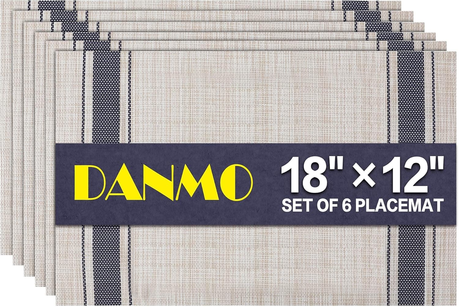 DANMO Placemats for Dining Table Set of 6 Easy to Clean Place Mats for Kitchen Table Washable Heat Resistant Vinyl Placemats Blue