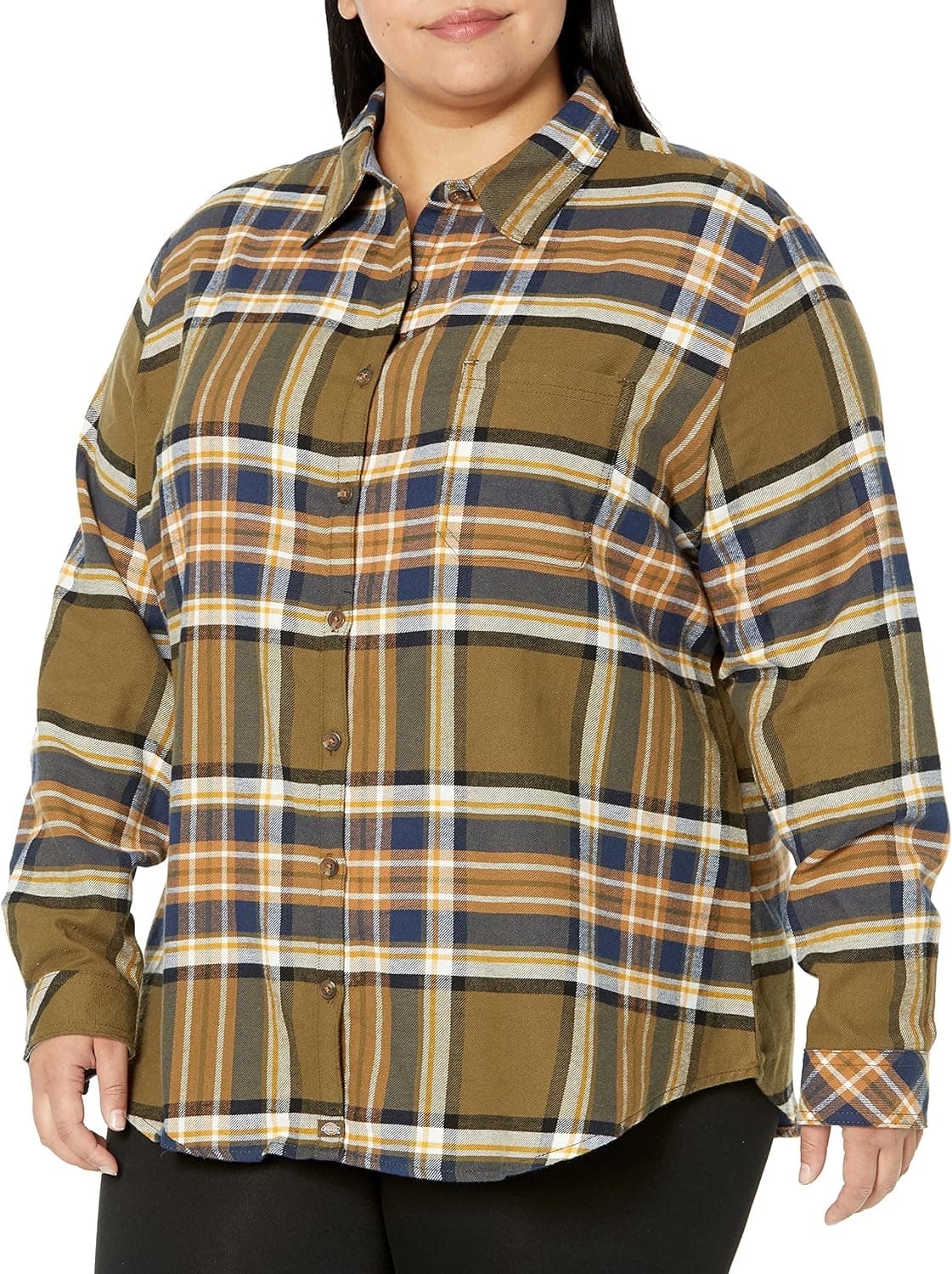 Dickies Women's Plus Size Long Sleeve Plaid Flannel Shirt