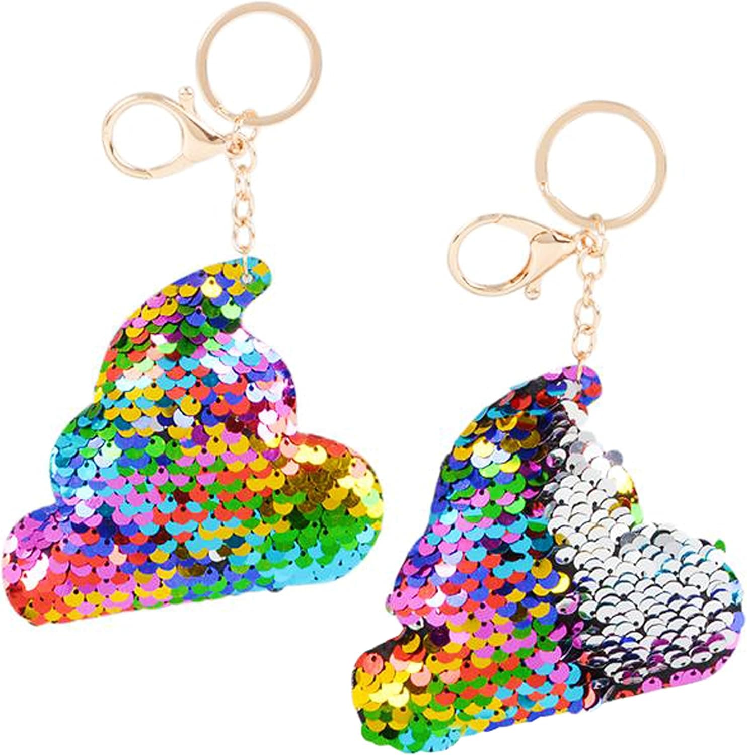 Rhode Island Novelty 3.33" FLIP SEQUIN RAINBOW POOP KEYCHAIN