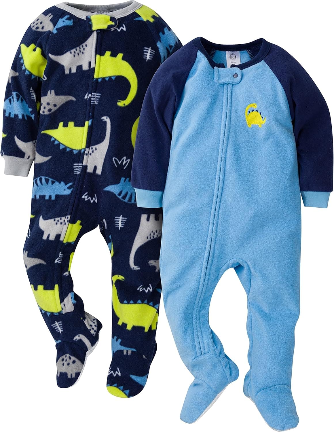 Gerber Baby Boys' Toddler Loose Fit Flame Resistant Fleece Footed Pajamas 2-Pack