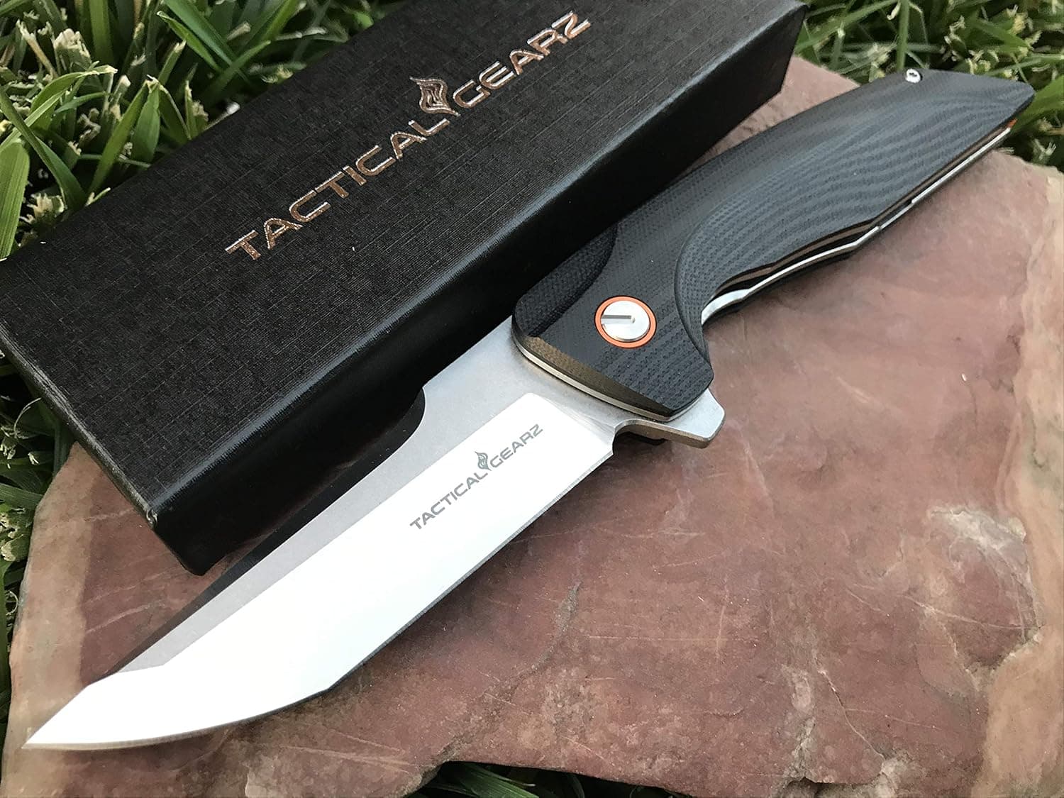 TACTICAL GEARZ G10 Pocket Knife! TG Orion, G10 Handle! Razor Sharp D2 Steel Blade! Ball Bearing Pivot System! Includes Sheath! (Orion)
