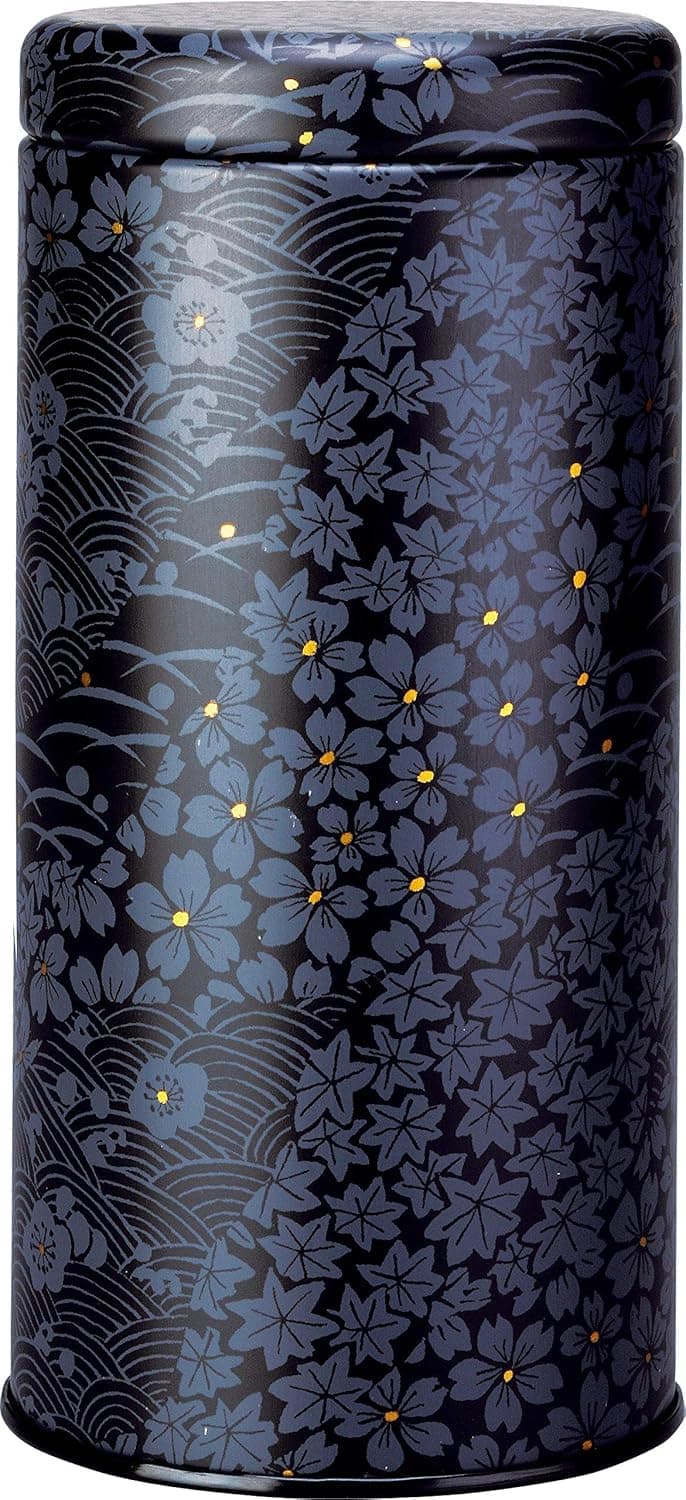 ZentealifeCom Japanese Tea Canister tin Kantaro Shikki 200g (Black)