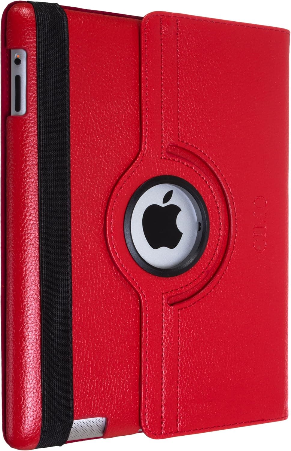 Cimo Smart Series 360 Degrees Rotating Vegan Leather Case for the new Apple iPad, 3rd, 4th Generation and iPad 2 (Red)