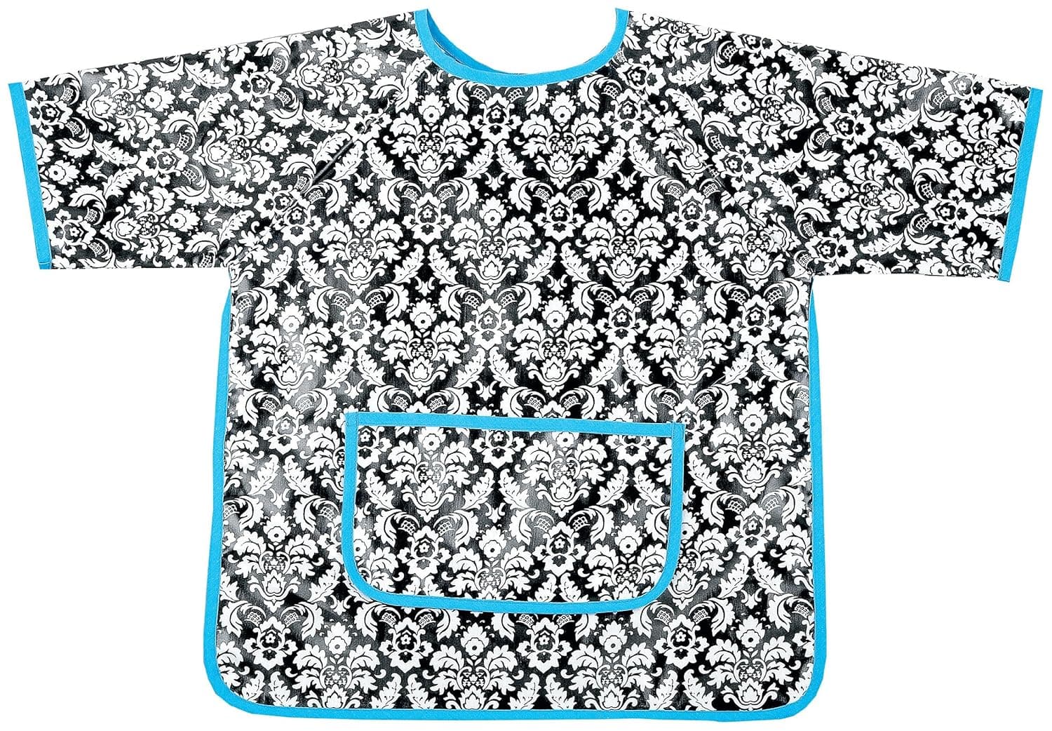 AM PM Kids! Paint Smock, Damask with Turquoise