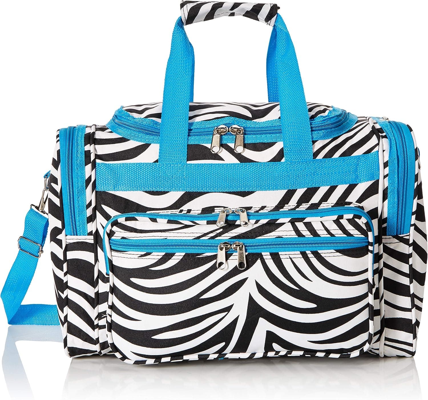World Traveler 81T16-163-T-1 Duffle Bag, One Size, Blue Trim Zebra