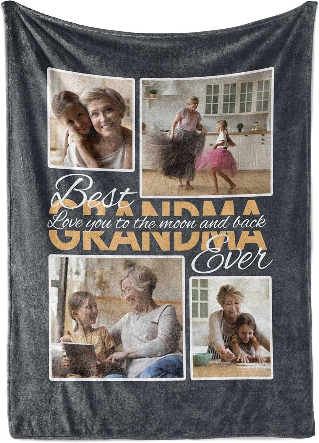 Custom Blanket for Best Grandma Ever, Personalized Sherpa Throw Gift Idea for Gammy, Fleece Throw Present for Gammy, Collage Photo Quilt, Sherpa3040, Medium - Minky Fleece (50 inches x60 inches)…