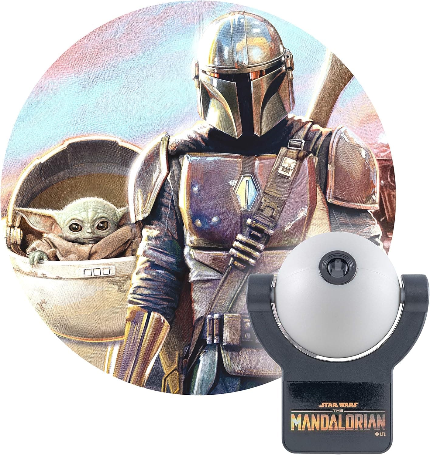 Projectables Mandalorian LED Night Light, Star Wars, Plug-in, Dusk to Dawn, UL-Listed,Ideal for Bedroom, Nursery, Bathroom, 53215