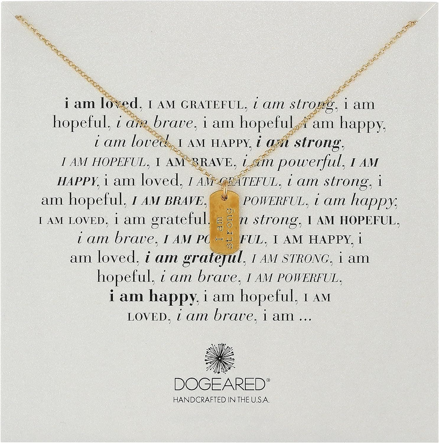 Dogeared "I Am" Strong Small Dogtag Pendant Necklace, 18"