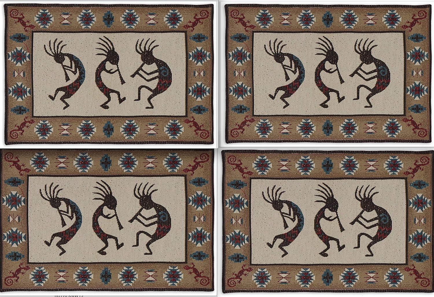 Design Imports Kokopelli Southwestern Inspired Tapestry Set 4 Placemats - 13 x 19 Inches