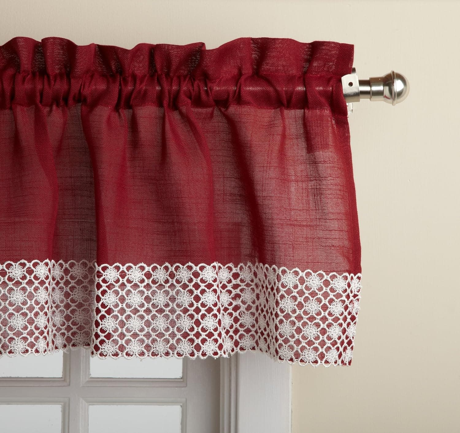 LORRAINE HOME FASHIONS Salem 60-inch x 12-inch Tailored Valance, Burgundy