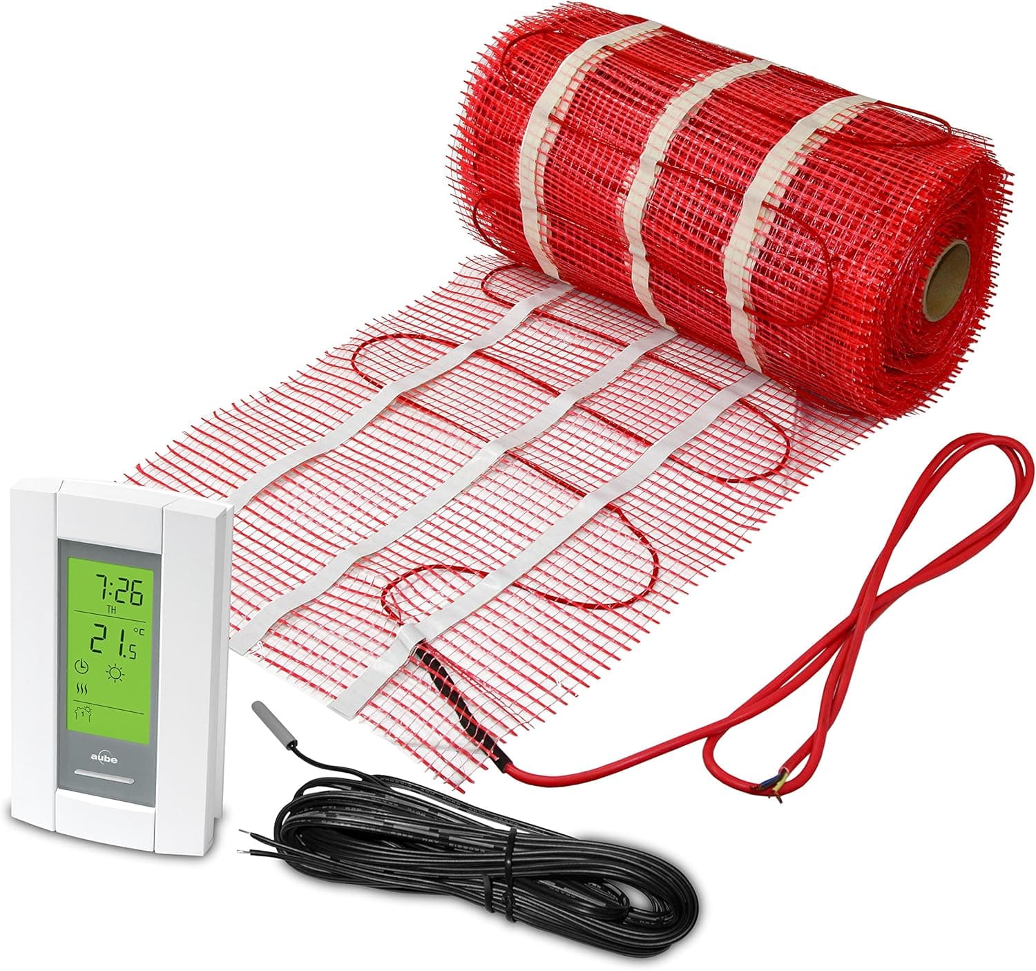 Shenphus 70 Sqft Mat, Electric Radiant Floor Heat Heating System Aube Digital Floor Sensing Thermostat
