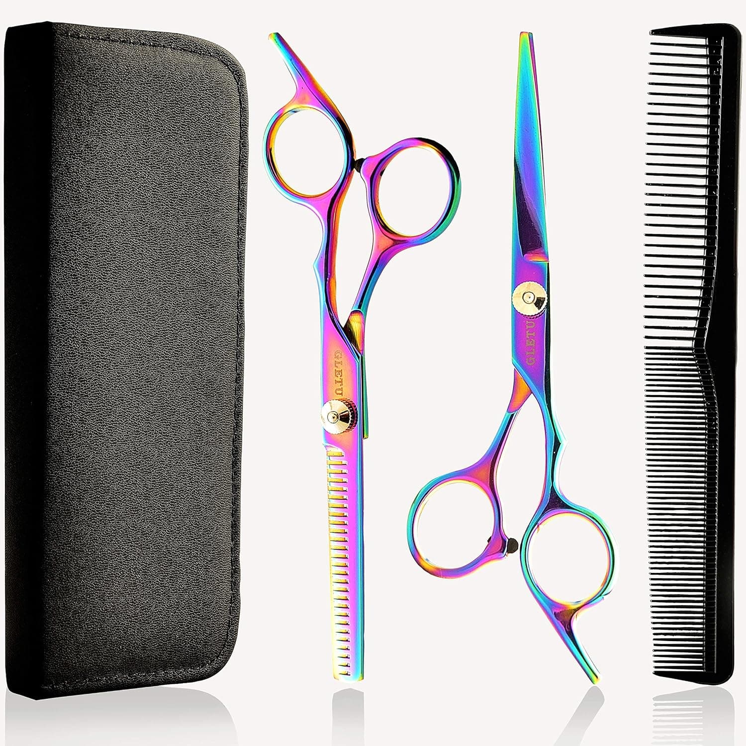 GLETU Professional Hair Cutting Scissors Set Hair Thinning Scissors Kit Razor Edge Hair Cutting Shears-6.7” Japanese Stainless Steel Salon Barber Scissors-Premium Shears for Hair Cutting Pet Scissors