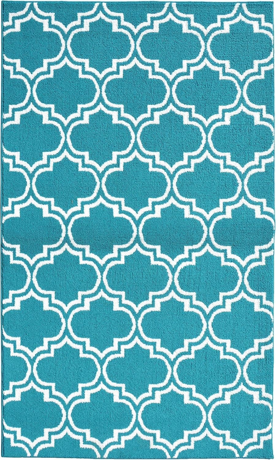 Garland Rug Silhouette Area Rug, 5 by 7-Feet, Teal/White