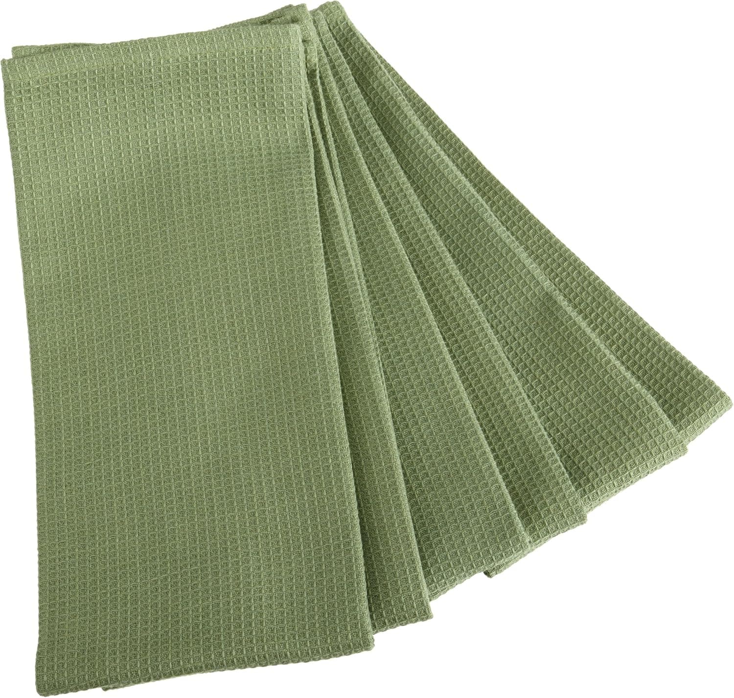 DII Waffle 18-Inch-by-28-Inch Kitchen Towel, Set of 6, Vineyard Green