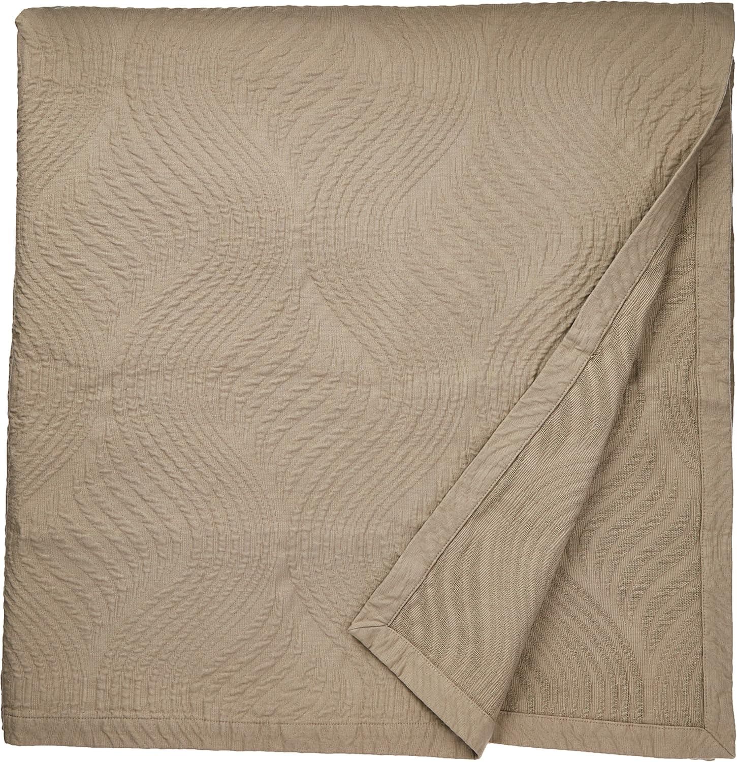 Natural Comfort Matelasse Blanket Coverlet, Dune Pattern, Queen, Washed Taupe