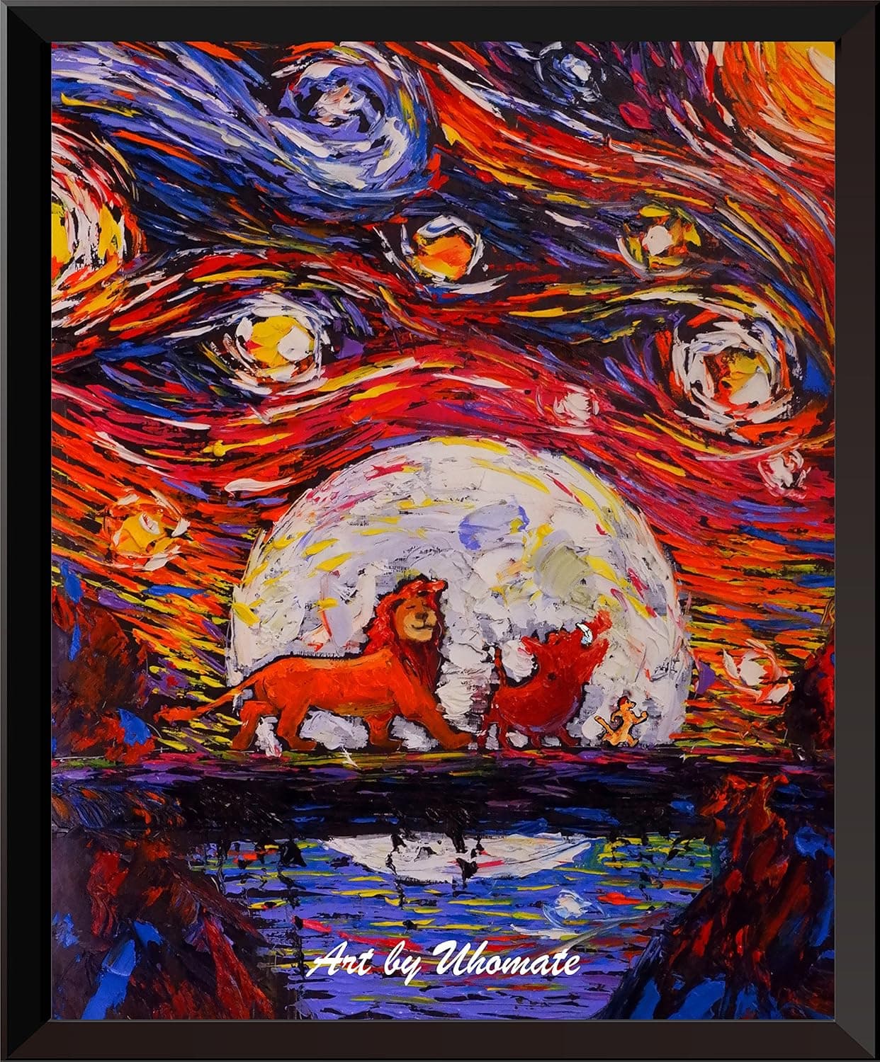 Uhomate The Lion and Son Poster Vincent Van Gogh Starry Night Posters Home Canvas Wall Art Nursery Decor Living Room Wall Decor A024 (8X10)