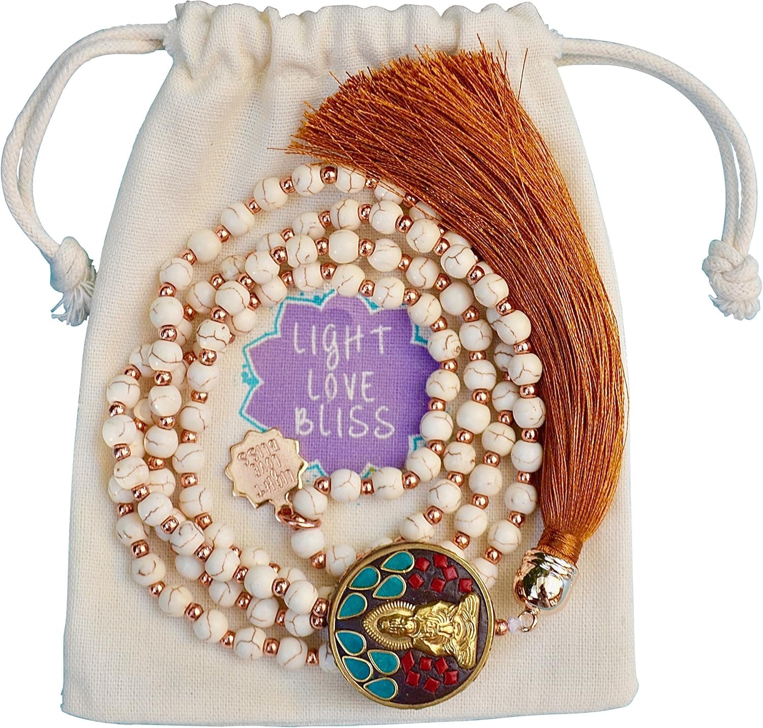 Mala Beads For Yoga Meditation - Zen Gemstone Necklace Spirit Jewelry For Prayer and Positive Affirmations Namaste Bracelet in Gift Bags Best Mantra Guide For Stress And Anxiety